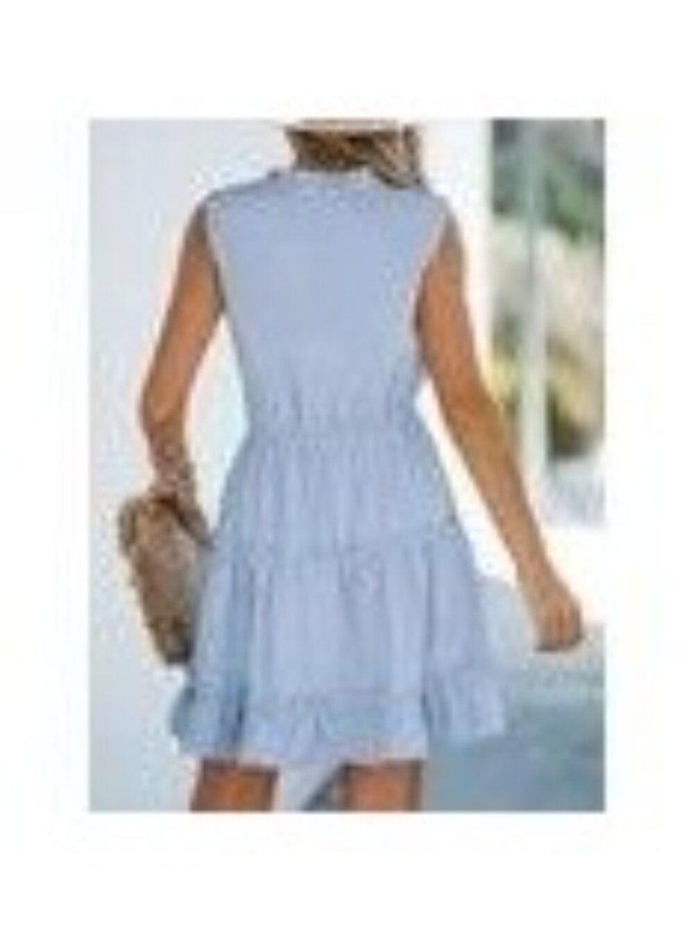Cupshe Sleeveless Light Blue Tiered Dress With Ruffled Neckline Size Small - Picture 2 of 8